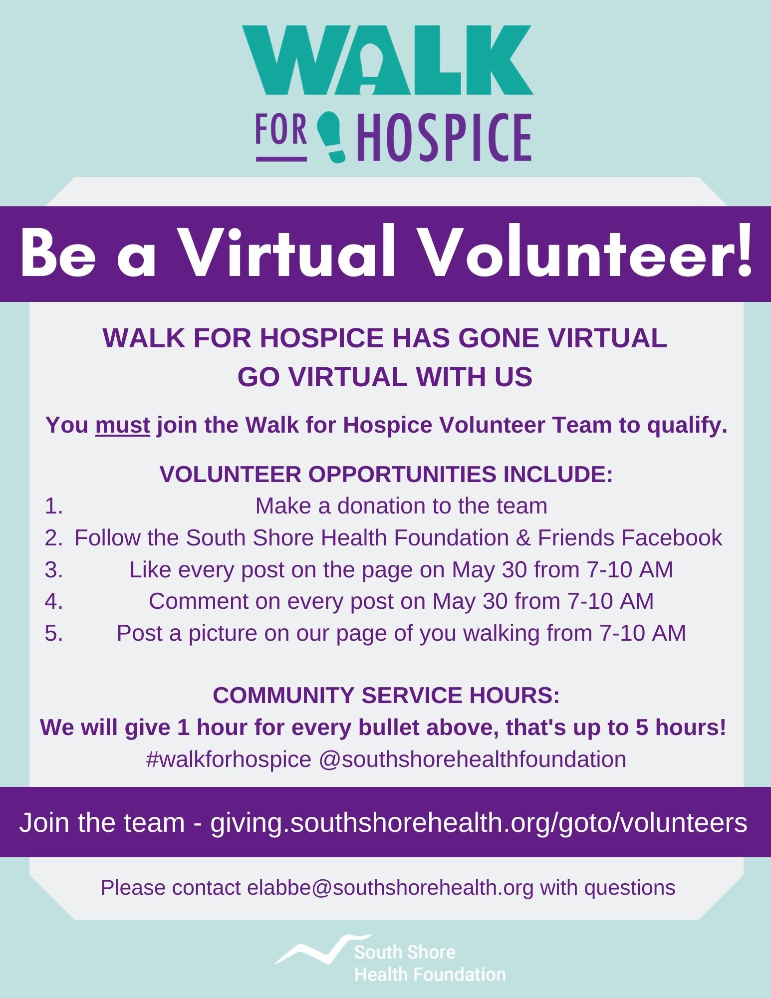 Walk for Hospice Virtual Walk Volunteers Walk for Hospice
